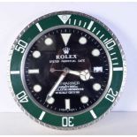 A Contemporary Rolex dealership style wall clock 34 cm.