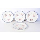 FOUR EARLY 19TH CENTURY ENGLISH CREAMWARE PLATES painted with floral sprigs. 24 cm diameter. (4)