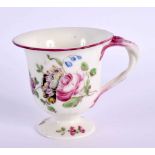 18th century Mennecy rare sorbet cup painted with a rose, a tulip and scattered flowers, D.V. mark