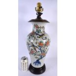A LARGE CHINESE FAMILLE VERTE CRACKLE GLAZED LAMP 20th Century. 52 cm high.