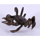 A JAPANESE BRONZE CRAB OKIMONO. 6 cm x 4 cm.