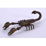 A JAPANESE BRONZE SCORPION OKIMONO. 9 cm x 4 cm.