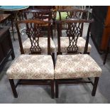 A collection of 4 antique wooden upholstered dining chairs 98 x 46 x 58 cm (4)