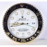 A Contemporary Rolex dealership style wall clock 34 cm.