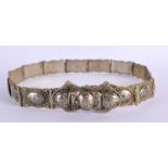 A TURKISH ARMENIAN RUSSIAN NIELLO SILVER BELT decorated with foliage. 398 grams. 77 cm long.
