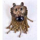 A JERRY DE NICOLA LION MASK HEAD BROOCH. 8 cm x 5 cm.