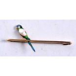 AN 18CT GOLD ENAMELLED BIRD BROOCH. 3.2 grams. 2 cm x 5 cm.