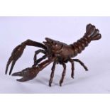 A JAPANESE BRONZE OKIMONO OF A LOBSTER. 9 cm x 4 cm.