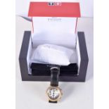 A BOXED 18CT GOLD TISSOT CHRONOGRAPH. 4 cm wide.