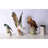 A Royal Doulton ceramic Golden Eagle together with another ceramic Eagle and a small Italian ceramic