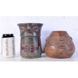 Two South American Terracotta pots 17 x 13 cm (2).