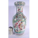 A CHINESE FAMILLE ROSE PORCELAIN VASE 20th Century, painted with figures in landscapes. 46 cm x 20