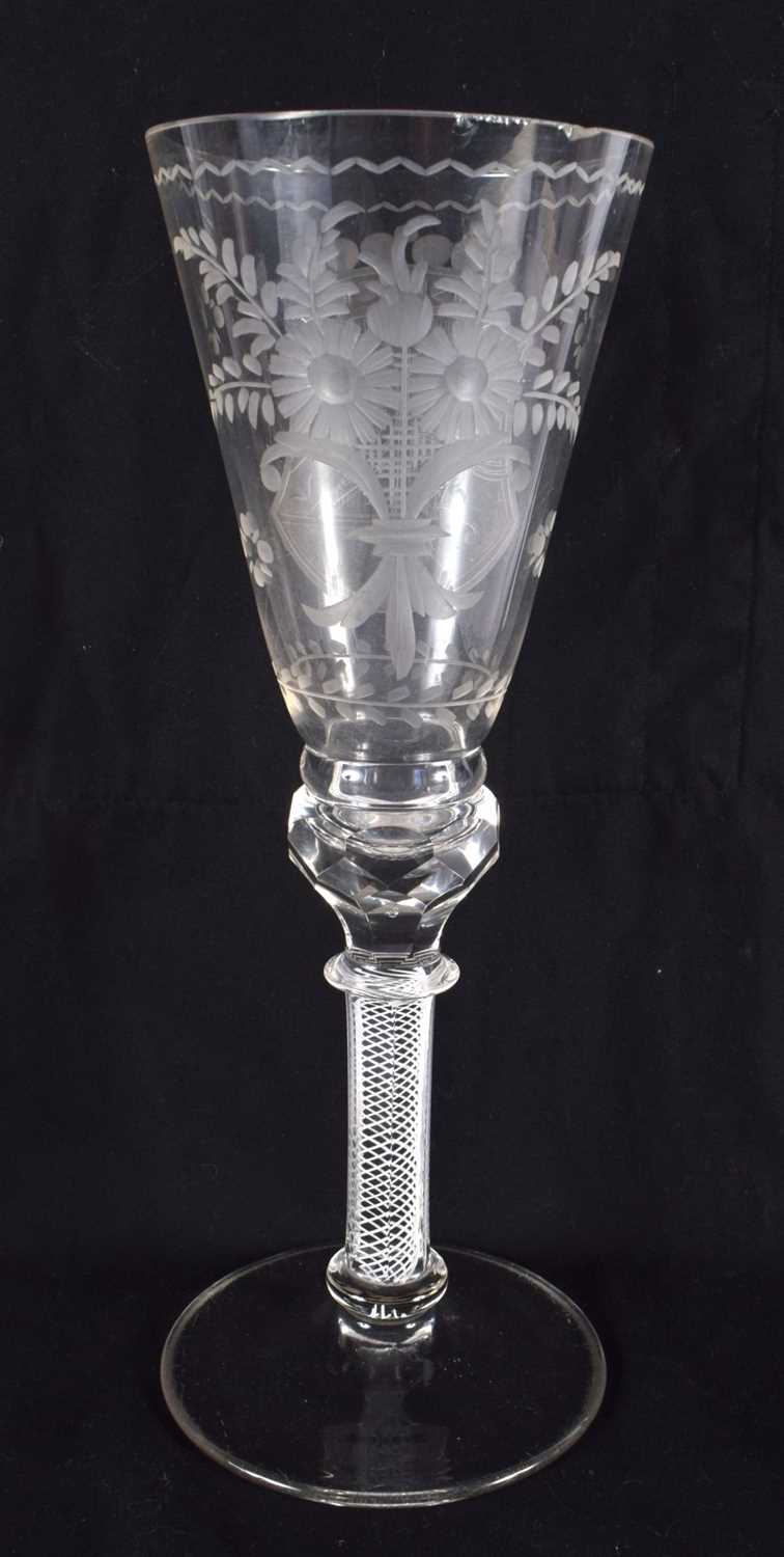 A LARGE ANTIQUE ARMORIAL CRESTED SPIRAL TWIST GOBLET. 30 cm high. - Image 2 of 4