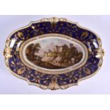 A LATE 18TH CENTURY DERBY PORCELAIN DISH painted with a named view of Sicily. 27 cm x 18 cm.