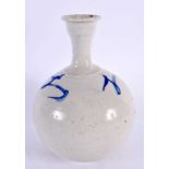 A KOREAN CHOSUN PERIOD BLUE AND WHITE VASE painted with sprigs. 19 cm x 11 cm.