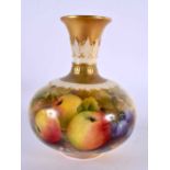 A ROYAL WORCESTER PORCELAIN VASE by Lockyer. 12 cm x 8 cm.