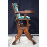 Edwardian A & D Turnball of Newcastle Metamorphic child's feeding chair together with a mahogany