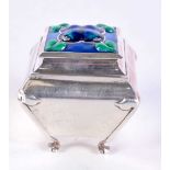 A LOVELY EDWARDIAN SILVER AND ENAMEL ART NOUVEAU BOX. Birmingham 1900. 94.5 grams. 7.5 cm x 6.5 cm.