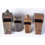 FOUR VINTAGE WHISTLES. (4)