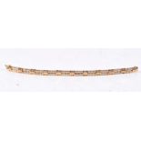 A 14CT GOLD AND 3CT DIAMOND BRACELET. 16.3 grams. 17 cm long.