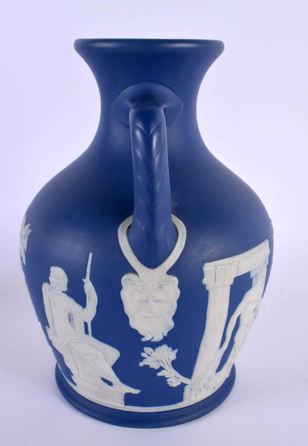 AN ANTIQUE ADAMS AND BROMLEY TWIN HANDLED BLUE BASALT PORTLAND VASE together with an antique - Image 4 of 7