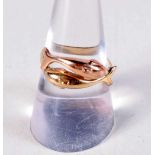 A 9CT GOLD DOLPHIN RING. P. 2.9 grams.