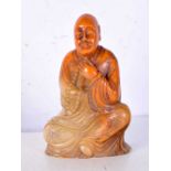 A Chinese Shou Shan carved figure of buddha, formed seated. 12.5 cm high.