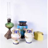 A miscellaneous collection including a Chinese Cloisonne enamelled vase, a pair of Noritake vases, a