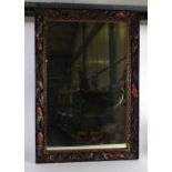 A RARE 19TH CENTURY JAPANESE MEIJI PERIOD LACQUERED WOOD MIRROR decorated all around with fish,