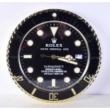 A Contemporary Rolex dealership style wall clock 34 cm.