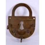 A RARE VICTORIAN PADLOCK KEY HOLDER. 14 cm x 10 cm.