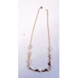 A 9CT GOLD AND PEARL NECKLACE. 4.6 grams. 45 cm long.