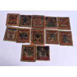 A SMALL 18TH/19TH CENTURY CHINESE TIBETAN PAINTED THANGKA Qing, depicting Buddhistic figures. 9 cm x