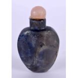 AN UNUSUAL 19TH CENTURY CHINESE CARVED POLISHED STONE SNUFF BOTTLE Qing. 7.5 cm x 4 cm.