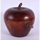 A CONTEMPORARY TREEN APPLE TEA CADDY. 11 cm x 11 cm.