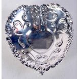 A SILVER HEART SHAPED DISH. 175 grams. 9 cm x 8 cm.