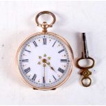 A 14CT GOLD POCKET WATCH. 33.8 grams. 3.5 cm wide.