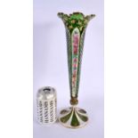 A LARGE ANTIQUE BOHEMIAN ENAMELLED GLASS VASE painted with flowers. 36 cm high.
