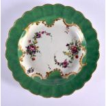 18th century Worcester plate painted with the Marchioness of Huntley pattern, with two trailing