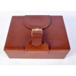 A ROLEX BROWN LEATHER WATCH BOX. 14.5 cm x 19.5 cm.