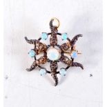 AN ANTIQUE GOLD AND OPAL BROOCH. 4.4 grams. 2.75 cm wide.