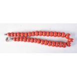 A LARGE SILVER AND CORAL NECKLACE. 265 grams. 51 cm long.