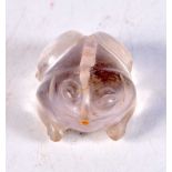 AN ANTIQUE MIDDLE EASTERN ROCK CRYSTAL TOAD TOGGLE. 4.5 cm x 3.75 cm wide.