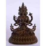 A CHINESE TIBETAN BRONZE FIGURE OF A BUDDHISTIC GOD 20th Century. 11 cm x 8 cm.