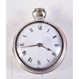 AN ANTIQUE SILVER POCKET WATCH. 184 grams. 6 cm diameter.