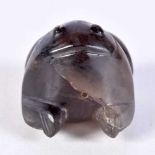 AN ANTIQUE MIDDLE EASTERN CARVED ROCK CRYSTAL TOAD. 5.5 cm x 4.5 cm.