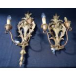 A PAIR OF FRENCH GILTWOOD WALL SCONCES. 46 cm x 18 cm.