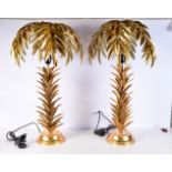 A pair of palm tree table lamps. 173cm (2).