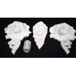 A collection of plaster wall sconces in the form of female heads largest 39 cm (3).