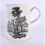 18th century Worcester mug printed with Mayday and Milkmaids. 12cm high